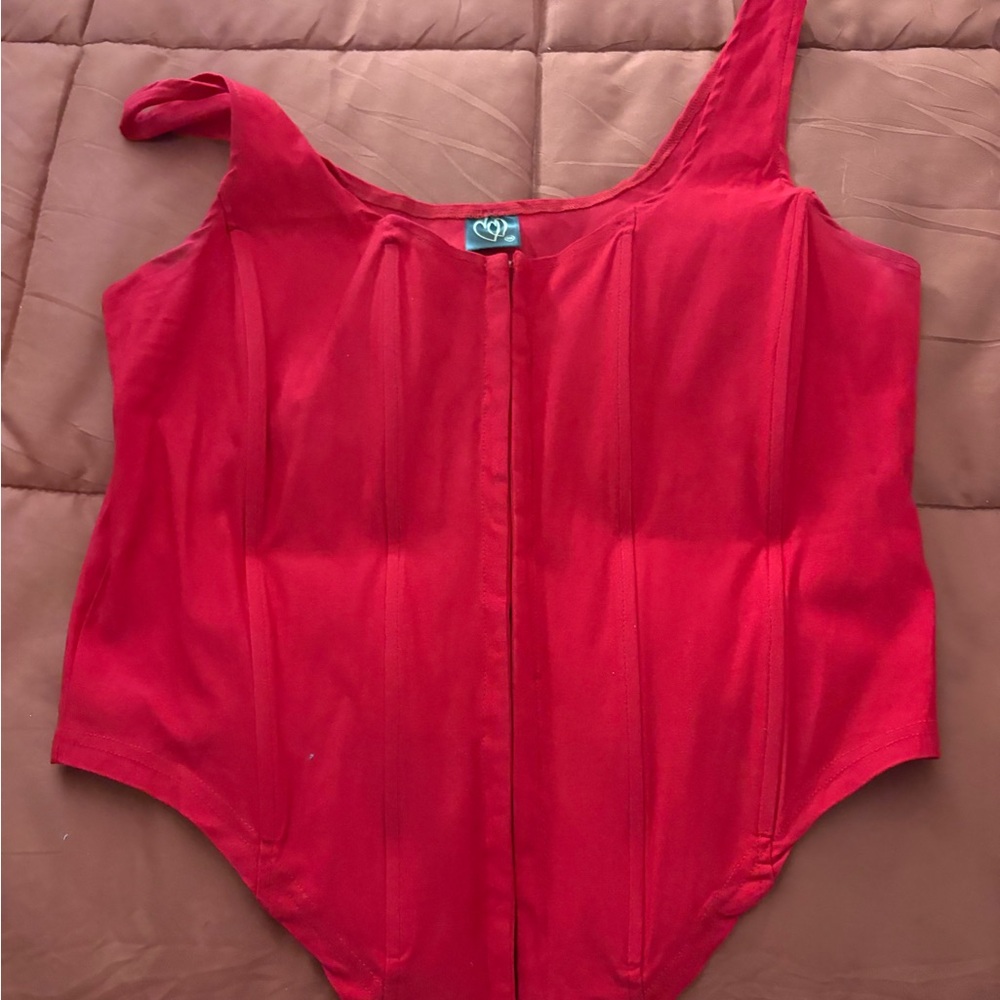 Red Sleeveless Corset Top